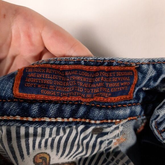 Rock Revival Alanis Stretch Capri Jeans Women's SZ 24 Embroidered Cowgirl Preppy - Picture 8 of 13